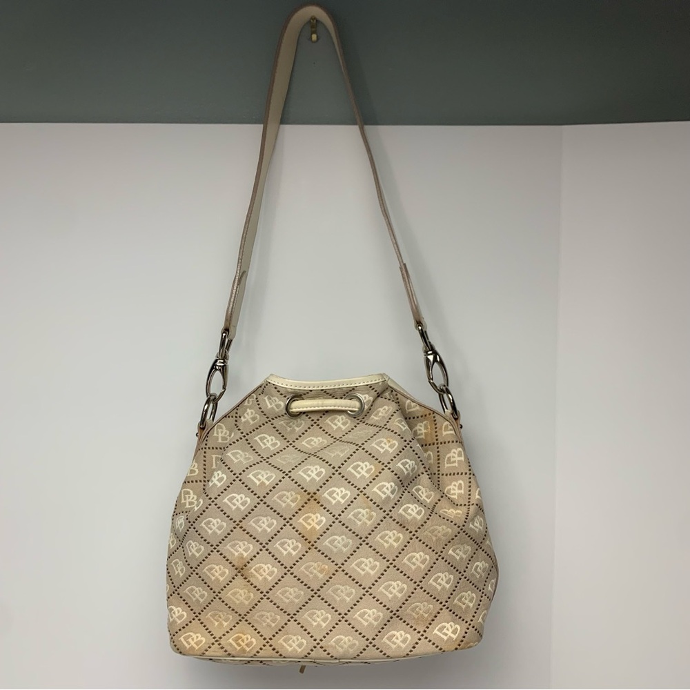 Dooney & Bourke Handbag Drawstring Bucket Tote Hobo Monogram Y2K Purse [Stained] - Picture 16 of 16
